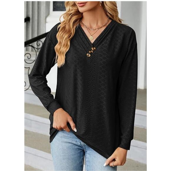 YATHON Women's Tops Dressy Casual Fall Long Sleeve Fashion Ladies Loose Fit - Picture 6 of 6